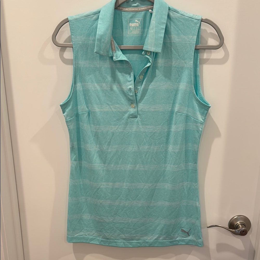 Puma Women's Sleeveless Polo Top - Aqua
